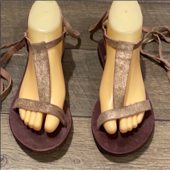 Authentic Free People leather lace up designer sandals sz 7 Euro 37 - Picture 2 of 8